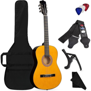 38in Beginner All Wood Acoustic Guitar Starter Kit w/Gig Bag