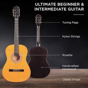 38in Beginner All Wood Acoustic Guitar Starter Kit w/Gig Bag